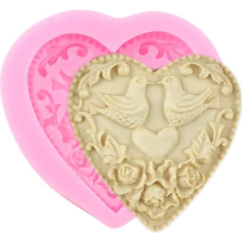 Heart Bird Silicone Mold Cupcake Topper Fondant Sugarcraft Cake Decorating Tools Polymer Clay Mould Chocolate Making Moulds