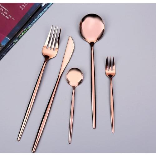 Stainless Steel Dinner Tableware Smooth Dinnerware Complete Kitchen Utensils Cutlery Lunch Of Dishes Knife Spoons Fruit Fork Set
