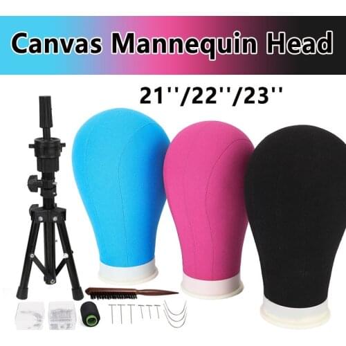 Neverland 21/22/23''Training Mannequin Head Canvas Head For Wigs Making Wig Hair Brush With T Pins Needles Set With Tripod