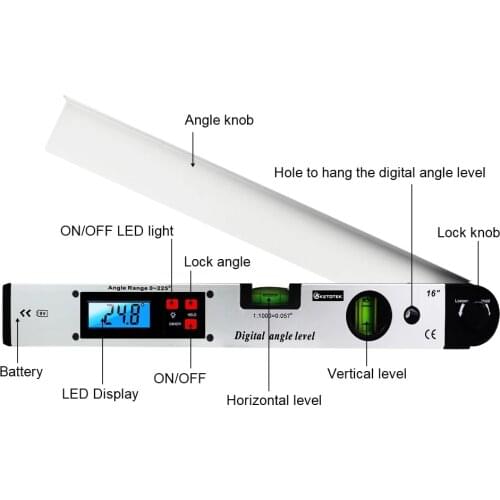Digital Electronic Protractor angle finder Level Measuring Gauge meter inclinometer ruler 0-225 degree 400MM metal material