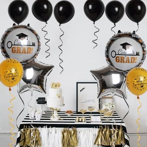 12pcs Graduation Party Balloons Set Bachelor Cap Grad Congrats Aluminum Balloon Class of 2019 Graduation Ceremony Decoration