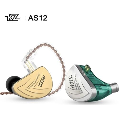 KZ AS12 HiFi Audio 12BA Balanced Armature Driver In-ear Earphone IEM with 2Pin 0.75mm Detachable cable Noise Cancelling Earbud