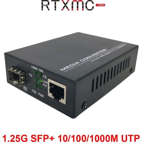 SFP Fiber media Converter to RJ45 Gigabit Media Converter 10/100/1000M Ethernet Transceiver fiber optical switch With Power