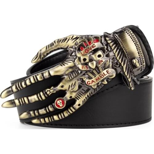 Gripper Buckle Alloy Individuality Tides Black Belt Young Men Leisure Hand Paws for Men Love Gamble