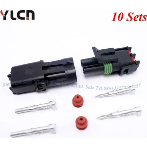 High Quality 10 Sets Kits Brand New 2Pin Way Waterproof Auto Car Parts Sealed Electrical Wire Connector Plugs