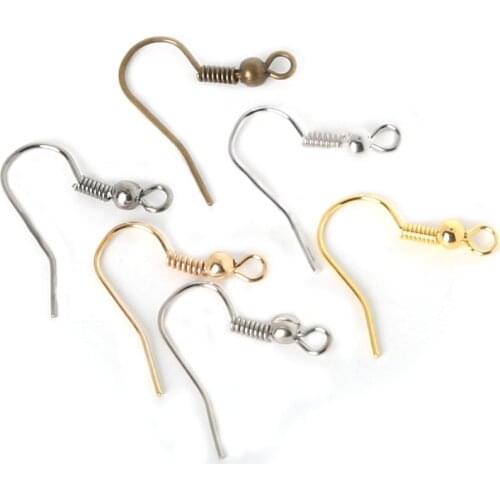 High Quality Fashion Iron Ear Hook Clasp With Bead Charms Earring Wires Fit 6 Colors 200pcs/lot DIY Jewelry Findings FRB022-01