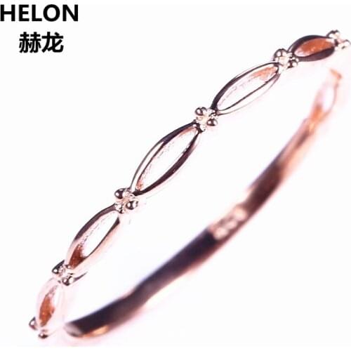 Solid 14k Rose Gold Women Engagement Ring Wedding Band Trendy Fine Jewelry Party Gift