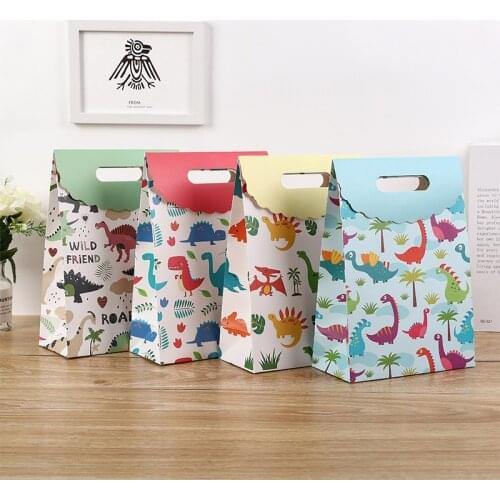 1pcs/lot Dinosaur party paper gift bag for baby shower birthday party decorations anniversaire dinosaure candy bag packaging