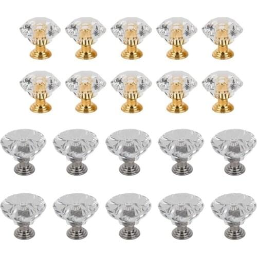 10pcs/set Kitchen Cabinet Door Handle Diamond Crystal Furniture Knob Pull Handle Usd for Knob Cupboard Cabinet Drawer