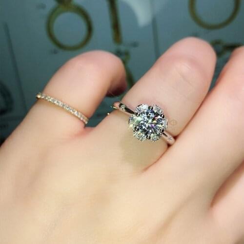 100%18K goldr ring 1ct DVVS moissanite ring Engagement&Wedding Jewellery with certificate 0026