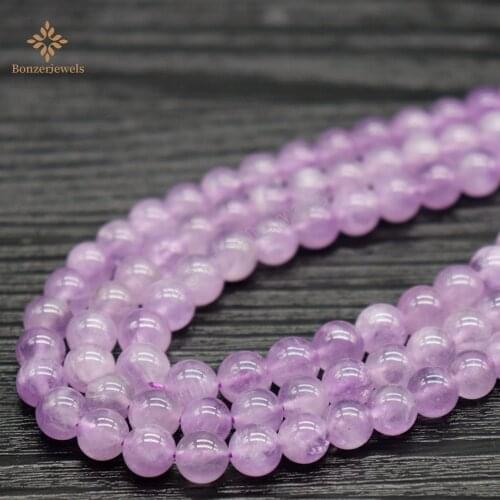 100% Natural Top Purple Lavender Amethysts Stone Loose Spacer Beads For Jewelry Making DIY Bracelet Necklace 6/8/10/12 MM 15