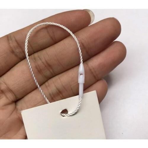 1000pcs 12cm Small Plastic Tag Bullet Plug Loop Lock Cord Fastener Buckle Head Snap Rope Thread Hang Price Tags for Garment