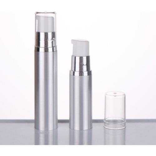 5ML silver/gold plastic airless pump bottle clear lid for lotion/eye serum/emulsion/essence sprayer skin care cosmetic packing