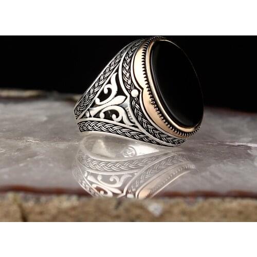 925 Sterling Silver Ring with Natural Onyx or Quartz or Agate or Zircon Stone Silver Women Ring Silver Men Ring Gifts for Him