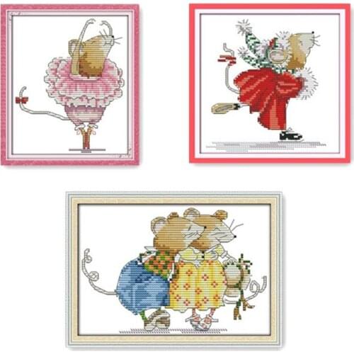 Ballet Rat Chinese Cross Stitch Kits Ecological Cotton Diamond Painting Stamped Printed 14 11CT DIY Wedding Decoration For Home