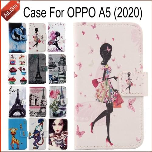 AiLiShi Case For OPPO A5 (2020) Luxury Flip PU Painted Leather Case OPPO 100% Special Phone Protective Cover Skin+Tracking