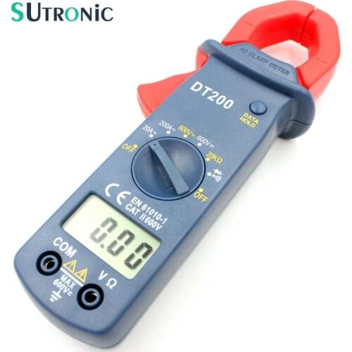 Digital Current Clamp Meter DT200 Current Voltage Resistance Buzzer Data Hold Non-contact Diode Detection Test LCD Display