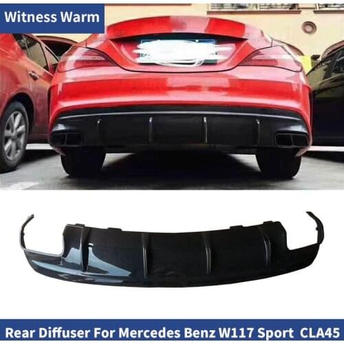 CLA Class Carbon Fiber Rear Lip Spoiler Diffuser For Benz W117 CLA45 AMG style 2014-2019 With 4-Outlet Exhaust sport Bumper