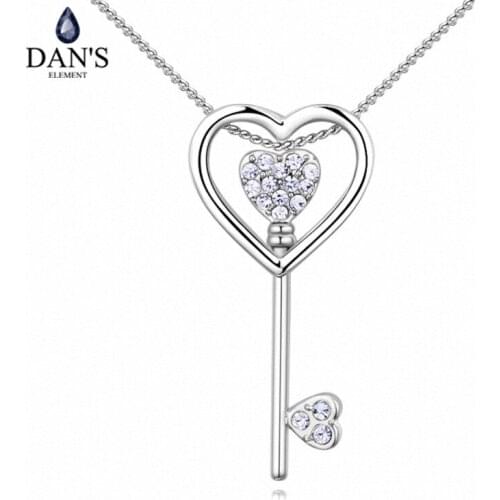 DANS Element Brand 2 Colors Real Austrian Crystals Fashion Water Drop Tassel Pendant Necklace for Women Valentine Gift 129282