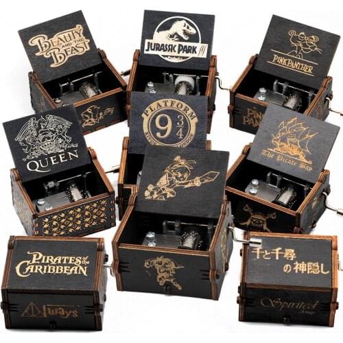 Hand Crank Wooden Carved Music Box Decorative Musical Boxes Gift Mothers Day Gift Birthday Gift Wedding Special Decor