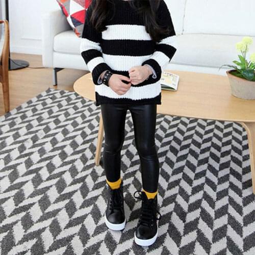 2-8T Kids PU Leather Pants Girls Babys Stretch Trousers Toddler Skinny Leggings