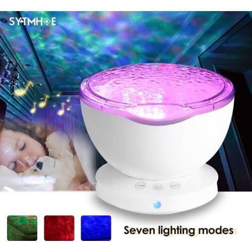 Baby Night Light Projector Ocean Wave Starry Music Led Usb Projection Light Bed Room Lamp With 3.5mm Input Speaker Function