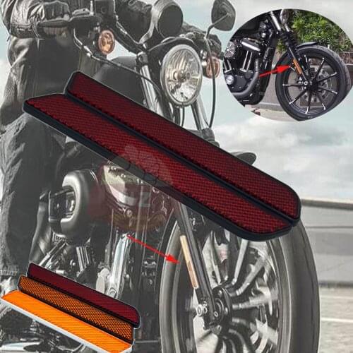 For Motorcycle 136*21MM Front Fork Reflector Lower Legs Slider Safety Warning For Harley Dyna Softail Sportster 883 1200 Fatboy