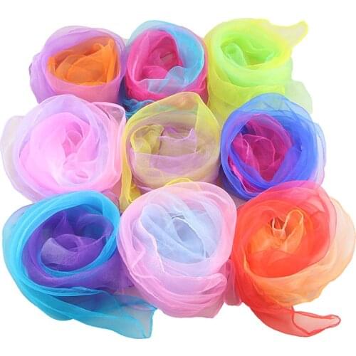Gradient small scarf dance performance 50*50cm Scarf Women Decorative Head Scarf Stripe Print Kerchief Neck Wrap