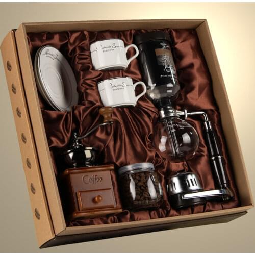 Retro Coffee grinder Siphonic Manual coffee machine Set gift box Household glass Coffee maker Environmental coffee machine
