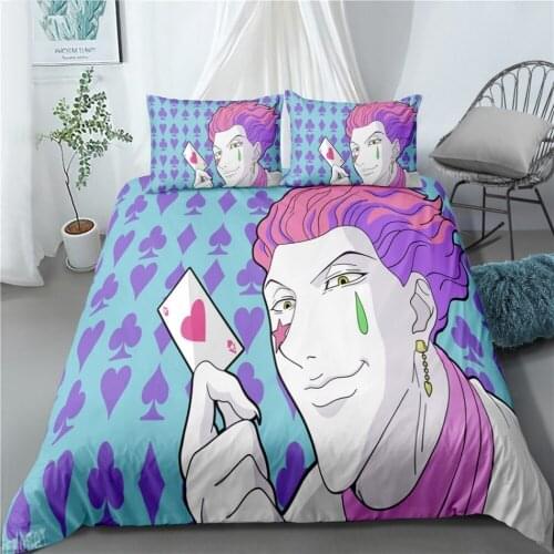 3 Pieces HUNTER HUNTER Bedding Set Full-Time Hunter Duvet Cover Japan Anime Quilt Cover for Kids Boys Home Textiles Gifts