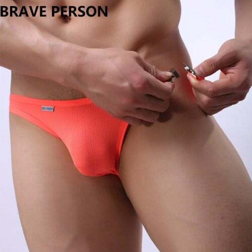BRAVE PERSON Brand Sexy Men Underwear Open Side Briefs Slip Underpants Men Gay Sexy Penis Pouch Panties Mens Sexy Bikini Briefs