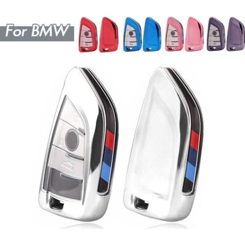 Soft TPU Car Key Case For BMW 5 Series G30 G38 F30 F20 X1 X3 X5 3/4 Buttons Smart Remote Fob Cover Keychain Bag Auto Accessories