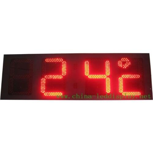 Large size outdoor waterproof 16inch height character 4digits red color time and temperature led clock(HOT4-16R)