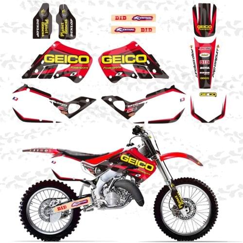 NEW STYLE Red &White TEAM DECALS GRAPHICS & BACKGROUNDS Stickers For Honda CR125 CR250 1997 1998 1999 CR 125 250