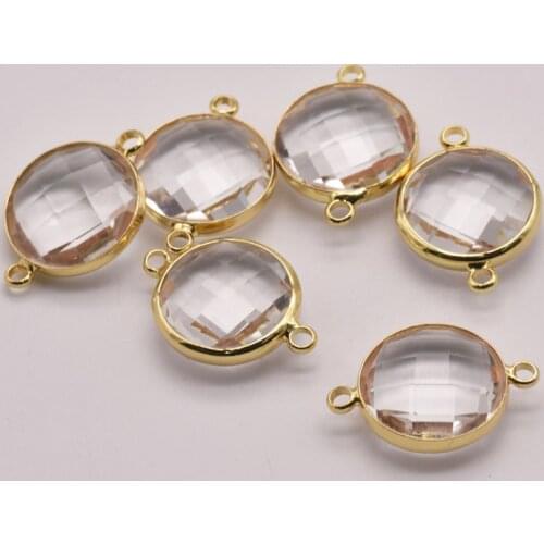 10Pcs/Lot 19mm*14mm Glass Alloy Brass With Gold Plating Charms For Jewelry Making Bulk Items Wholesale Lots Accessories JA0008