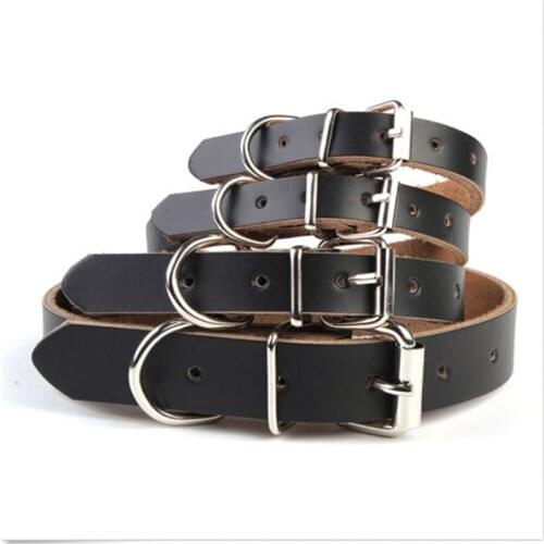 Adjustable Cow Leather Pet Dog Cat Puppy Collar Neck Buckle