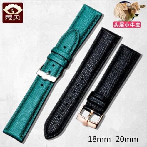 New 18mm 20mm Genuine Leather Watchband Black Green Calfskin Strap with Pin Buckle For Daytona Air-King Day-Just Watch Free Ship