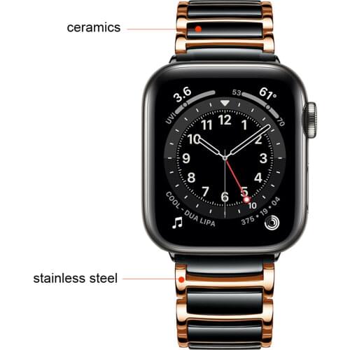 Ceramic Metal Strap Compatible with Apple watch 44mm 42mm 40mm 38mm Men/Women bracelet strap for iwatch series 6 5 4 3 2 SE band