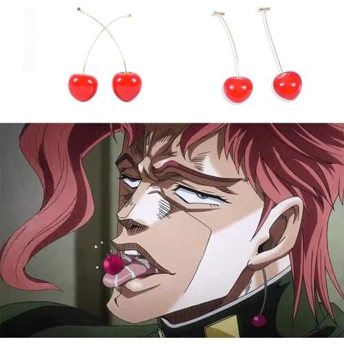Anime JoJo Bizarre Adventure cosplay prop JOJO Kakyoin Noriaki Cherry Stud earring Metal earring jewelry accessories eardrop