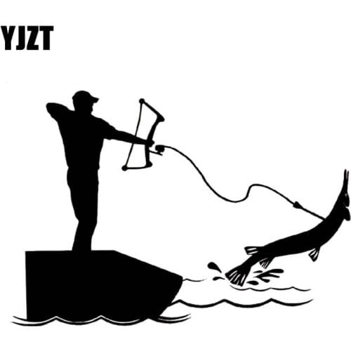 YJZT 14cm*9.6cm Bowfishing Fashion High Quality Vinyl Car Sticker Decals Black Silver Accessories C11-0091