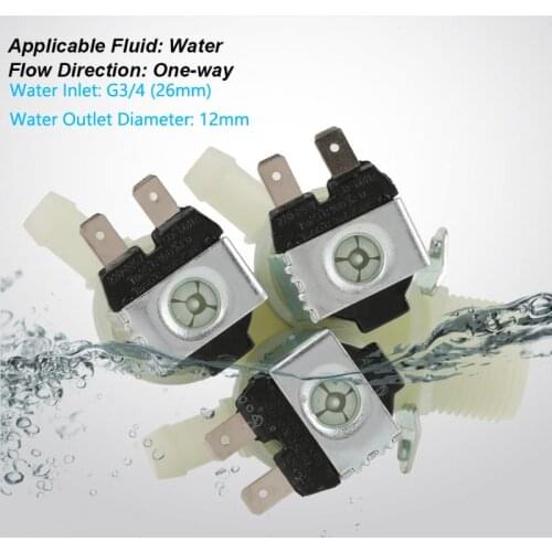 Solenoid Valve 3 Way Water Inlet NC Normal Electric Solenoid Valve AC 220V G34 One-way Flow Direction Solenoid Valve