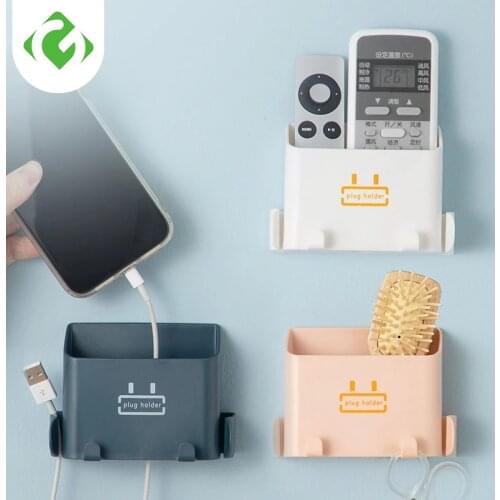 1Pc Plug Holder Wall Mounted Organizer Storage Box Remote Control Air Conditioner Storage Case Mobile Phone Stand Container Rack