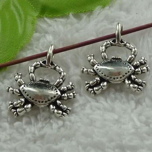 116 pieces antique silver crab charms 28x24mm #3679