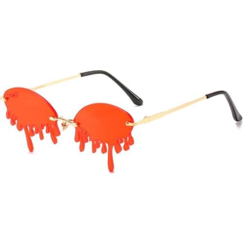 2021 New Fashion Teardrop Sunglasses Jelly Color Ocean Piece Endless Personality Metal Irregular Glasses Women