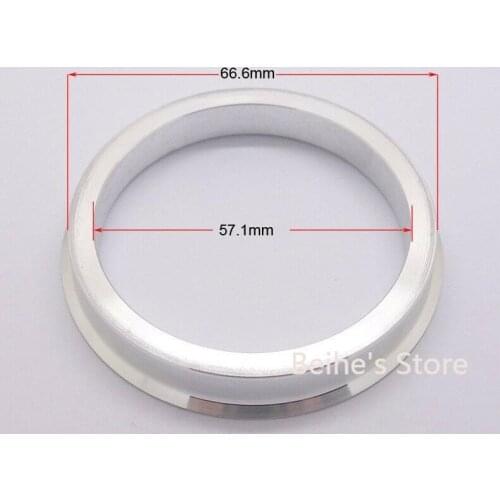 4pcs Silver Aluminum Alloy Wheel Spacer Hub Centric Rings 66.6OD to 57.1ID