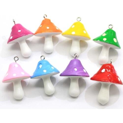 50/100pcs Rainbow Resin Mushroom Charms Flatback Kawaii Fairy Garden Miniatures Food Cabochons Craft Jewelry Making Findings