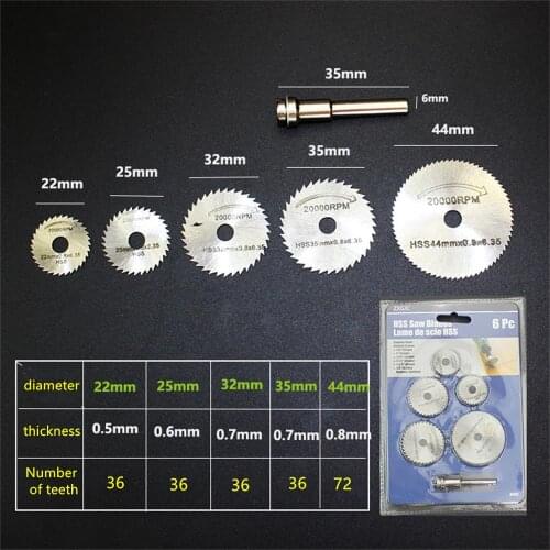 6pcs/set mini HSS electric grinder saw blade circular rotating cutting blade grinding wheel electric grinder accessories
