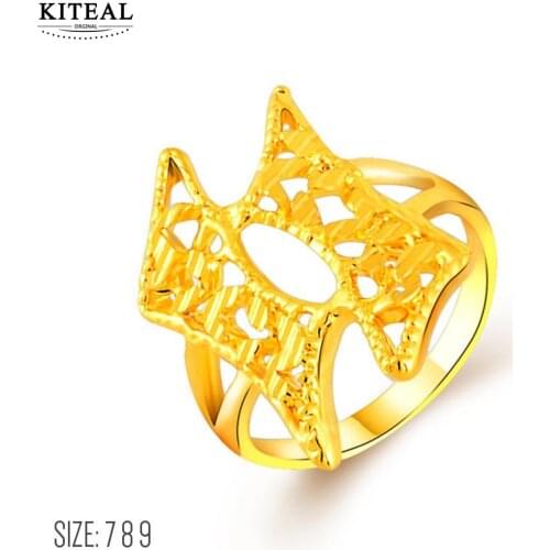 KITEAL Lose Money Promotions! 24K GP gold Color size 7 8 9 women Engagement rings personality anel de ouro love