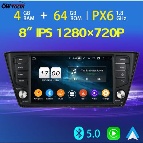 8" IPS 1280*720P PX6 4G+64G Android 10.0 Car Multimedia Player For Skoda Fabia MK3 GPS Bluetooth 5.0 Tethering Carplay DSP Radio