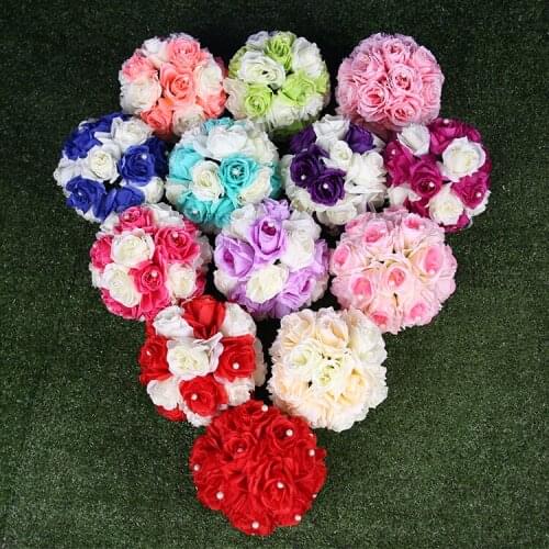 Free ship by EMS Wedding 20cm*12pcs New Silk Rose Pomander Flower Ball Wedding Decor Favor Party table flower Wedding bouquet